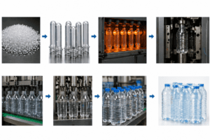 Read more about the article Step-by-Step PET Bottle Manufacturing Process: From Preform to Final Bottle