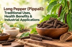 Read more about the article Long Pepper (Pippali): Traditional Uses, Health Benefits & Industrial Applications